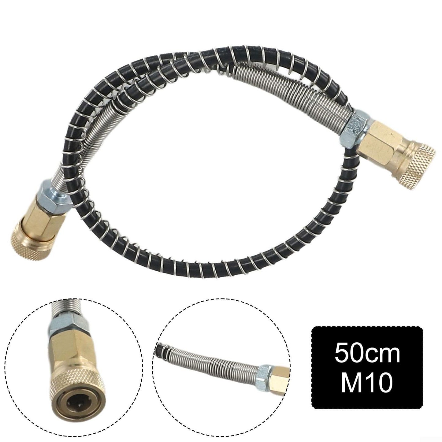 Air Supplement Pump High Pressure Hose With Stainless Steel Protector, Hose Accessories Replacement Part With Wrapped, 8MM, 64Mpa/9000PSI(3# Two female hose)