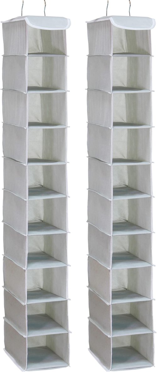 Simple Houseware 2 Pack 10 Shelves Hanging Organizer, Grey