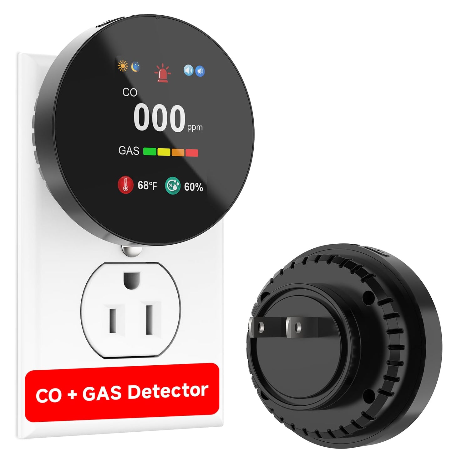 CHZHVAN LPG/Natural Gas/Charcoal Leak Detector, Plug-in Monitor, Methane and Propane Butane, Sound Alarm and LED Digital Display for Kitchen, Mobile Home, Garage