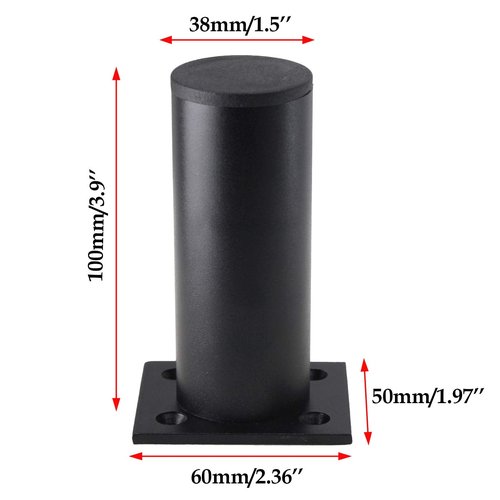 Kyuionty Set of 4 Furniture Legs 4 Inch, Adjustable Aluminum Alloy Cabinet Legs, Metal Round Sofa Support Foot, Adjustable Feet for Kitchen, Table, Cabinet, Shelves, 1.5 Inch Diameter