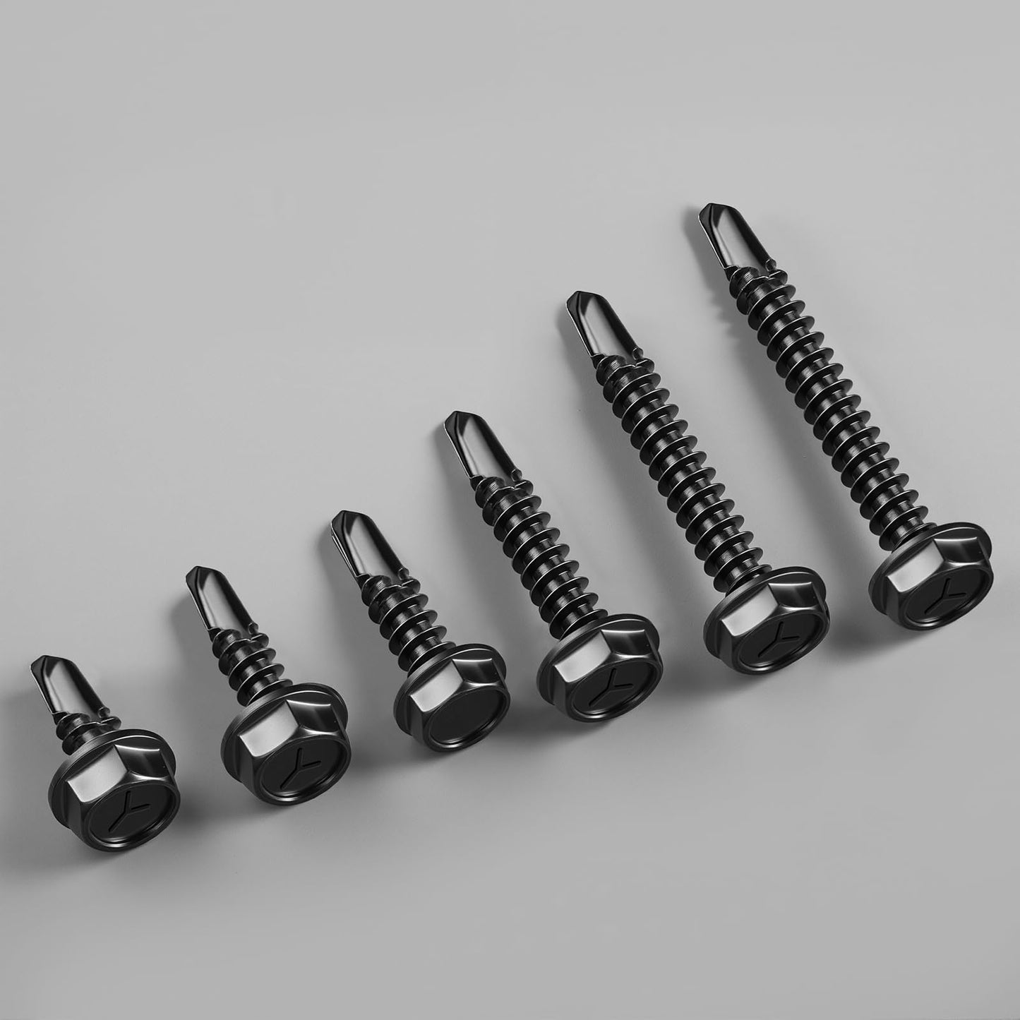 BNUOK #10 x 3/4 Inch Self Drilling Screws, (58pcs) 0.5 lbs Black Self Tapping Screws for Metal, 410 Stainless Steel Hex Washer Head Sheet Metal Screws