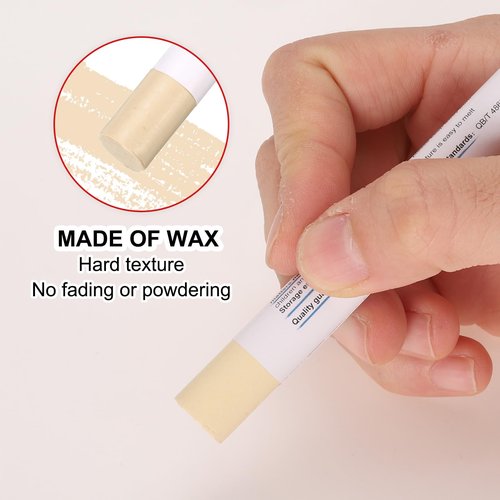 HARFINGTON Wood Filler Sticks 6 Colors Wooden Wax Touch Up Furniture Repair Crayons for Times Fabric, Wood, Titanium White, Light Taupe, White, Milk White