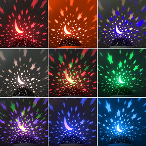 RICTLY Blue Night Light for Kids Star Projector 360° Rotation 4 LED Light Colors