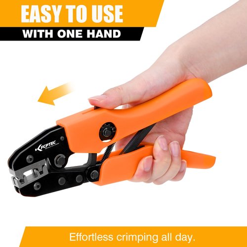 KF CPTEC Professional Crimper for 90° Flag Terminals, 22–14 AWG – Precision Ratchet Tool for Electrical Connections