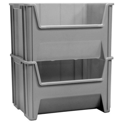 Akro-Mils 13017 Stak-N-Store Heavy Duty Stackable Open Front Plastic Storage Container Bin, (15-Inch x 20-Inch x 12-1/2-Inch), Gray, (3-Pack)