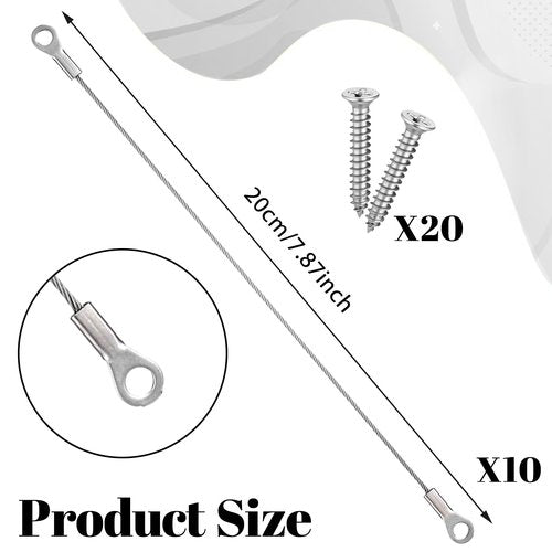 10Pcs 8 Inch Cabinet Door Restraint Door Opening Angle Protector Cabinet Hinge Limiter Stainless Steel Restraint Cable with Mounting Screws