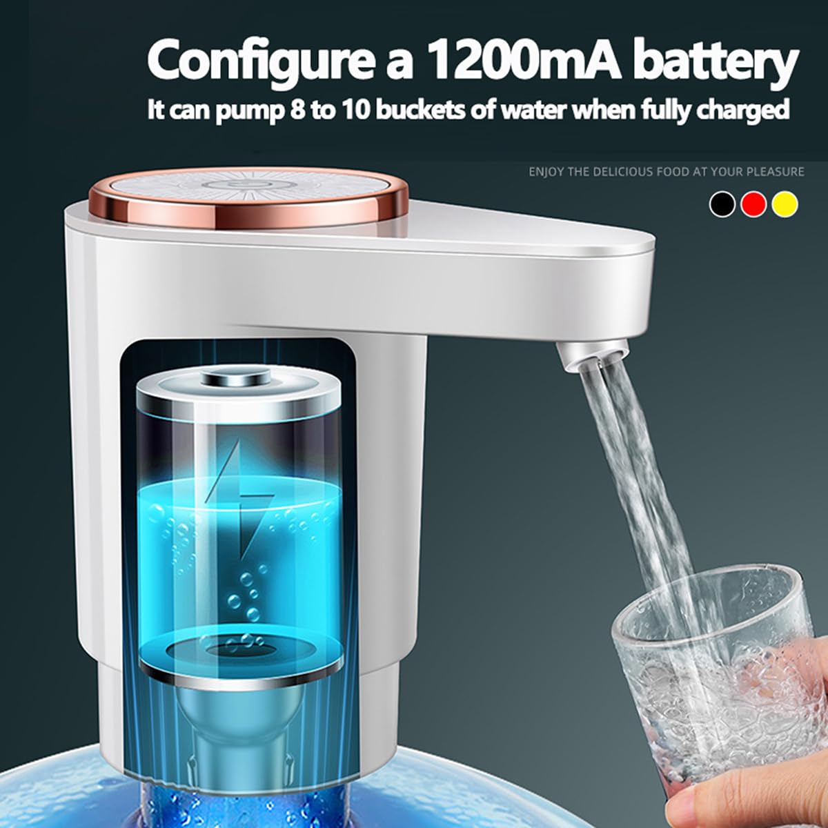 Water Dispenser for 5 Gallon Bottle,Portable USB Charging Electric Double Water Outlet Water Pump, Drinking Water Jug Pump for Home, Kitchen, Living Room, Office,Camping (Black)