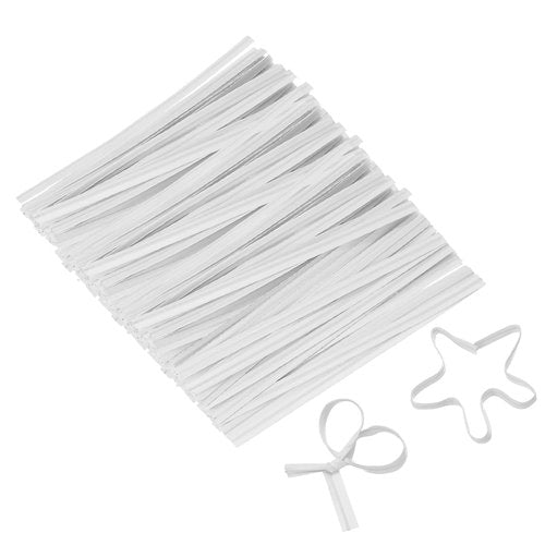 uxcell 2" Kraft Paper Twist Ties, Metallic Twist Ties Reusable for Bakery, Candy Bags, Coffee Bags, Goodie Bags, Pack of 1000, White