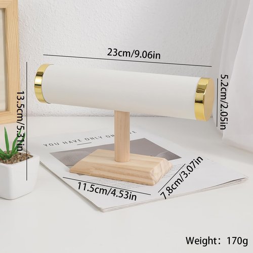 Wooden Watches Display tower Base Watch Necklace Bracelet Organizer Rack Bangle Scrunchie Headband Showcase tower (Suede Round Beige, 1-tiered)