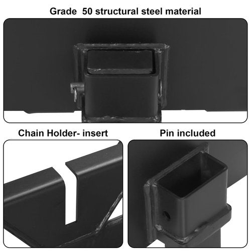 MilleLoom 46" Pin-On Pallet Forks Attachment With Quick Attach Mount, Universal Skid Steer Forks With Hitch Ball Hole for Tractors and Loaders, Black