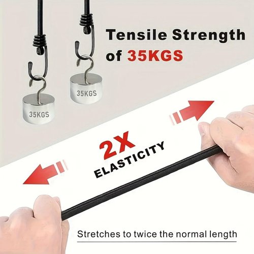 3-Pack 19-inch Black Bungee Cords with Heavy, Duty Vinyl, Coated Hooks & Fabric Wrapping