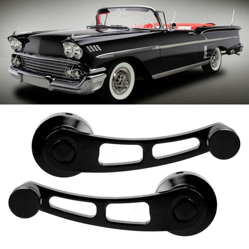 Klanata Window Crank, 2PCS Window Crank Handle Replacement Alloy Window Handle Riser Winder Crank Fit for Classic Car, Ergonomic Design for Easy Operation with Installation Tool (Black)