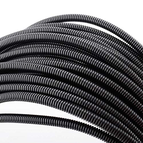 ZhiYo 100 FT Black 1/4" Wire Loom Split Tubing Auto Wire Conduit