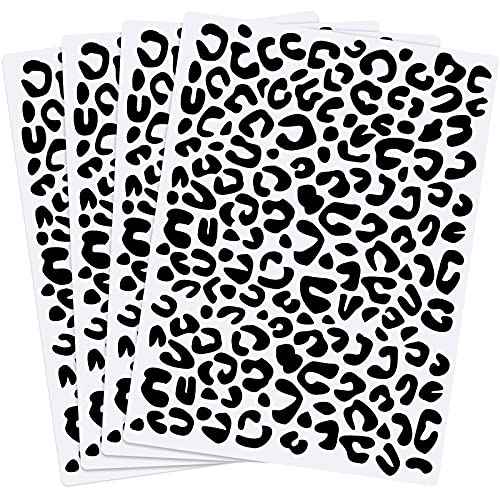 Zonon 4 Pieces Leopard Skin Stencil Reusable Cheetah Paint Stencil Template for Scrapbooking Fabric Drawing Tracing DIY Cake Furniture Wallpaper Floor Decor(8.3 x 11.7 Inch)