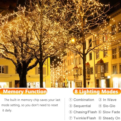 Joomer Solar Fairy String Lights 80FT 240LED Warm White 2-Pack, Outdoor Waterproof Garden Decor