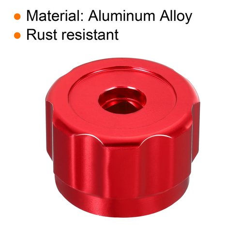 PATIKIL Round Wheel Handle, Faucet Handles Refrigerant Manifold Gauges Knob Square Broach Handwheel Replacement, Aluminum Alloy Red