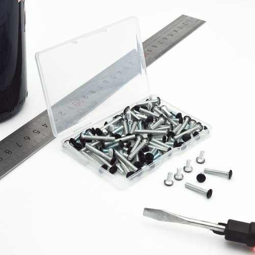 Taezn Black Wall Plate Screws, 100 Pieces Outlet Screws 4 Length Sizes 6-32 Thread Switch Plate Screws Perfect Replacement with Outlet Cover and Light Plate