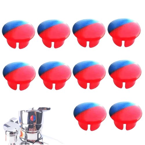 10Pcs Faucet Index Buttons Hot/Cold Signs Switch Labels Faucet Replacement Part Temperature Indicator Hot/Cold Buttons for Kitchen Bathroom