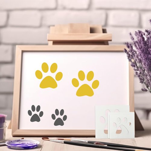 Paw Stencil, 8Pcs Large Dog Paw Stencil for Painting,Cute Bear Cat-Paw Print Stencils Template Reusable Plastic Animal-Paw Paint Stencils for Crafts Art Painting on Wood Paper Flag Wall Home Decor