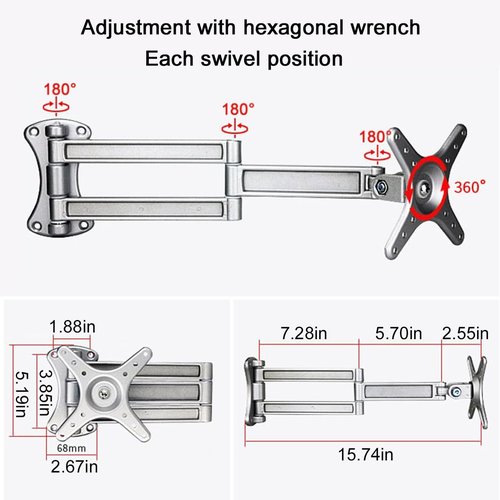 ANTEISI Bedside Shelf Wall Mount Tea Table Folding Brackets,Floating Nightstand Retractable Folding Hinges,Narrow Side Table Retractable Bracket,Suitable for Living Room,Bedroom,Study,Bathroom,Etc