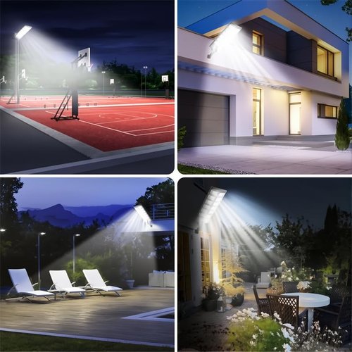 Acmefun Saker Sakerplus Solar Street Lights, IP66 Waterproof Outdoor LED Lights, 6500K Dusk to Dawn Security Flood Lights with Remote Control for Parking, Yard, Garden, Road (1PC)