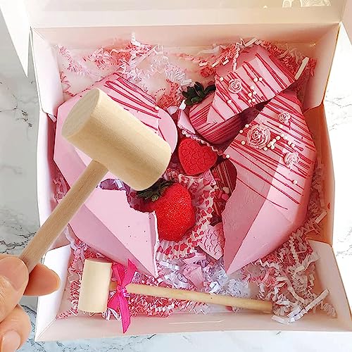 6Pack Small Wooden Hammers Halloween Decor for Chocolate Breakable Heart, Wooden Mallets for Chocolate Smashes for Chocolate Heart