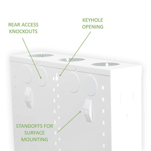 Legrand - OnQ 14 Inch Cable Management, In-Wall 20-Gauge Media Box, Structured Wiring Enclosure with 2.5 Inch Openings for Wires, Glossy White, EN1400