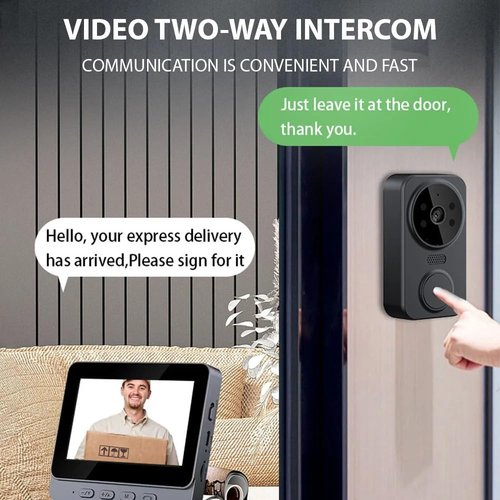 PGST Wireless Video Doorbell,4.3-inch IPS 1080P Monitor Screen Door Bell Camera with Two-Way Audio,Night Version,No WiFi Required,No APP,No Subscription Fee for Home,Villa,Apartment,Easy Installation