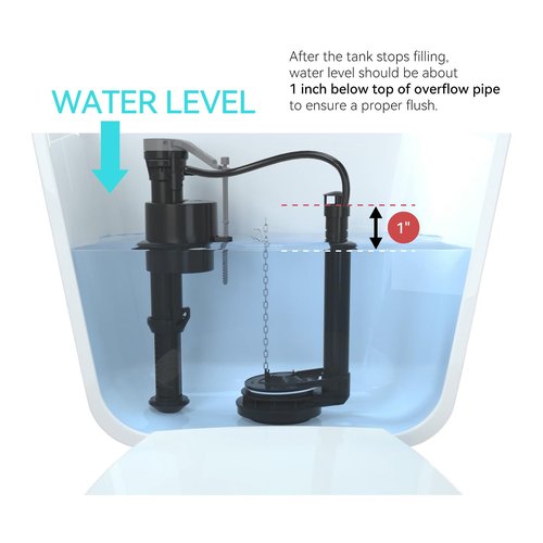 R&T Toilet Fill Valve A1320, Toilet Repair Kit Inside Tank, Universal Toilet Replacement Kit, Quiet and Fast Fill Water, Height Adjustable, Easy to Install