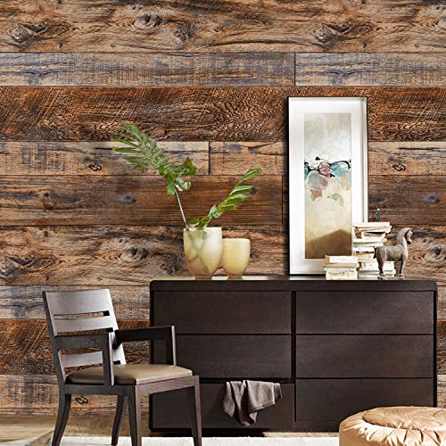 WENMER 17.71 x 118 Inch Brown Wood Peel and Stick Wallpaper for Cabinets & Walls