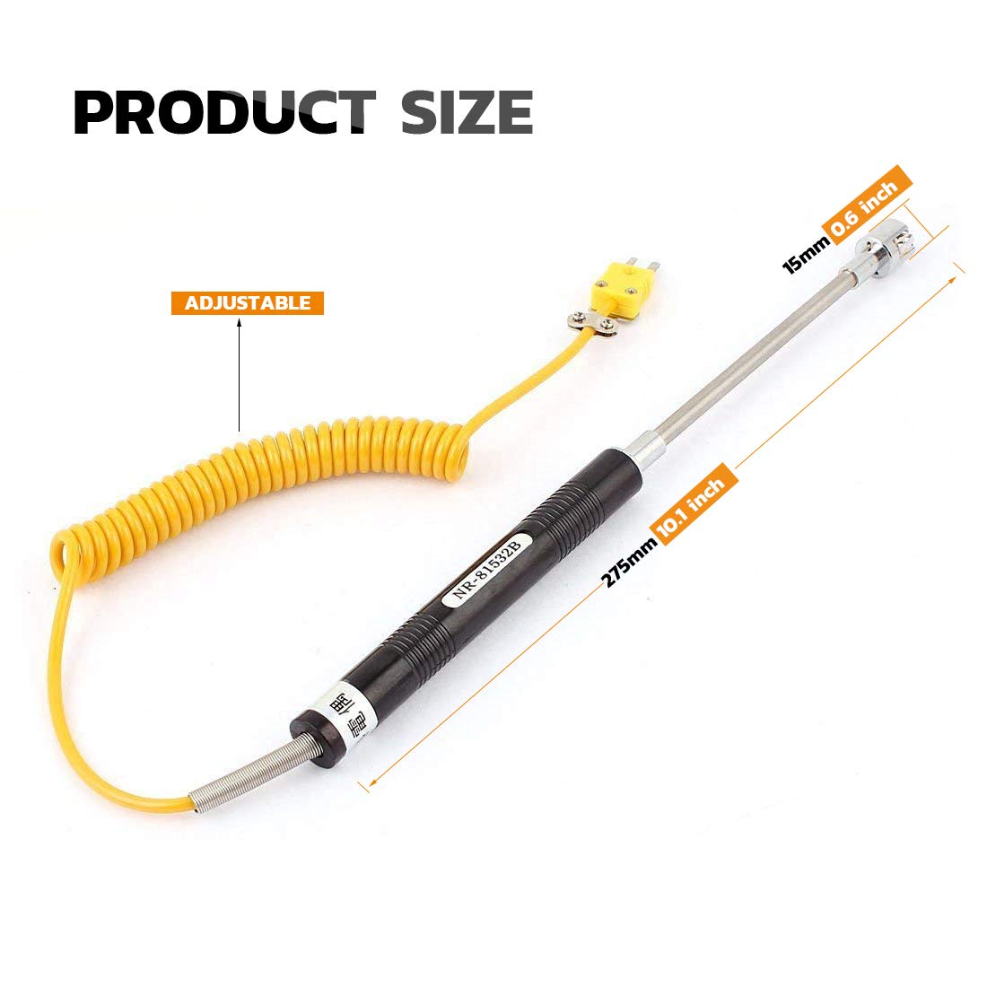 URBEST NR-81532B -50 to 500deg/C K Type Handheld Surface Thermocouple Probe for Measuring The Surface Temperature