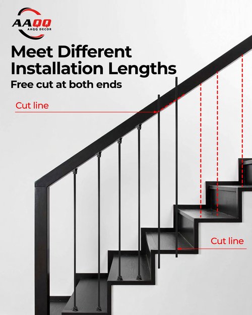 AAQQ Decor 10 Pack Iron Balusters for Staircase Interior Square Hollow Stair Spindles 1/2" Iron Straight Balusters with 20 Swivel Shoes(A01-10)
