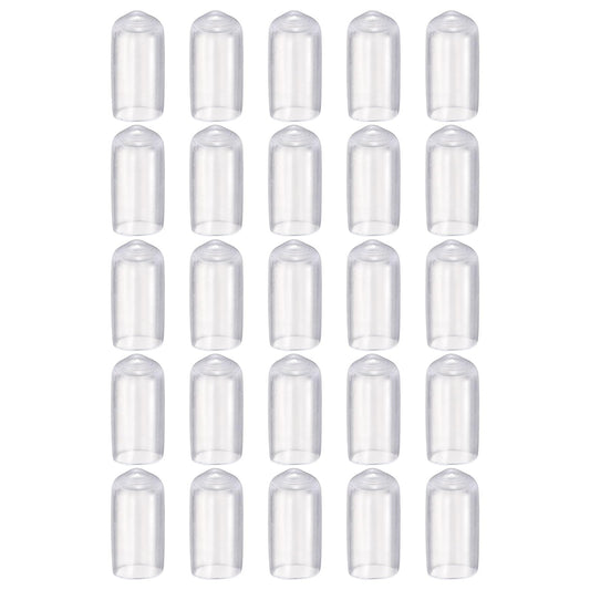 HARFINGTON 100pcs Round Rubber End Caps 9.5mm ID Bolt Covers Caps Vinyl Rubber Flexible Screw Thread Protectors for Metal Tube Rod Bolts, Translucent