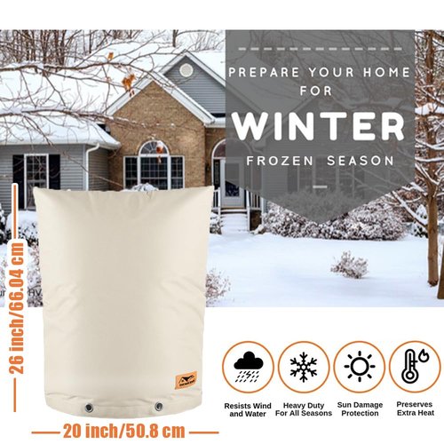 Backflow Preventer Insulation Cover - Water Pipe Insulation Sprinkler Cover for Outside - Insulated Backflow Cover Pouch for Irrigation Back Flow Valve in Winter or Sun Exposure (20" W x 26" H, Sand)