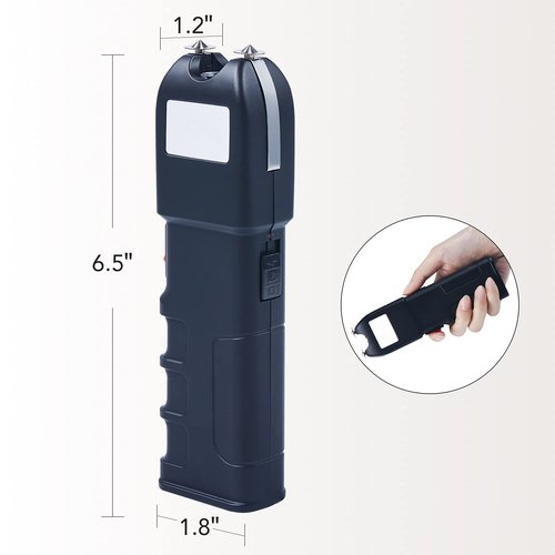 DARTMOOR 300,000V Stun Gun Ultrapowerful Rechargeable Phone Size for Men Women with Side Shock Plates for Car & Self Defense Tactical Flashlight Custom Holster and Lanyard, Black
