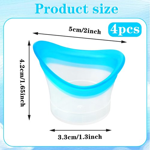 Ptwola 4 Pcs Silicone Eye Wash Bath Cups Portable Plastic Measuring Cleaner Kit Makeup Irritants Rinse Flush Cleaning Cups Tool Storage Containers for Effective Soothing Tired Eyes
