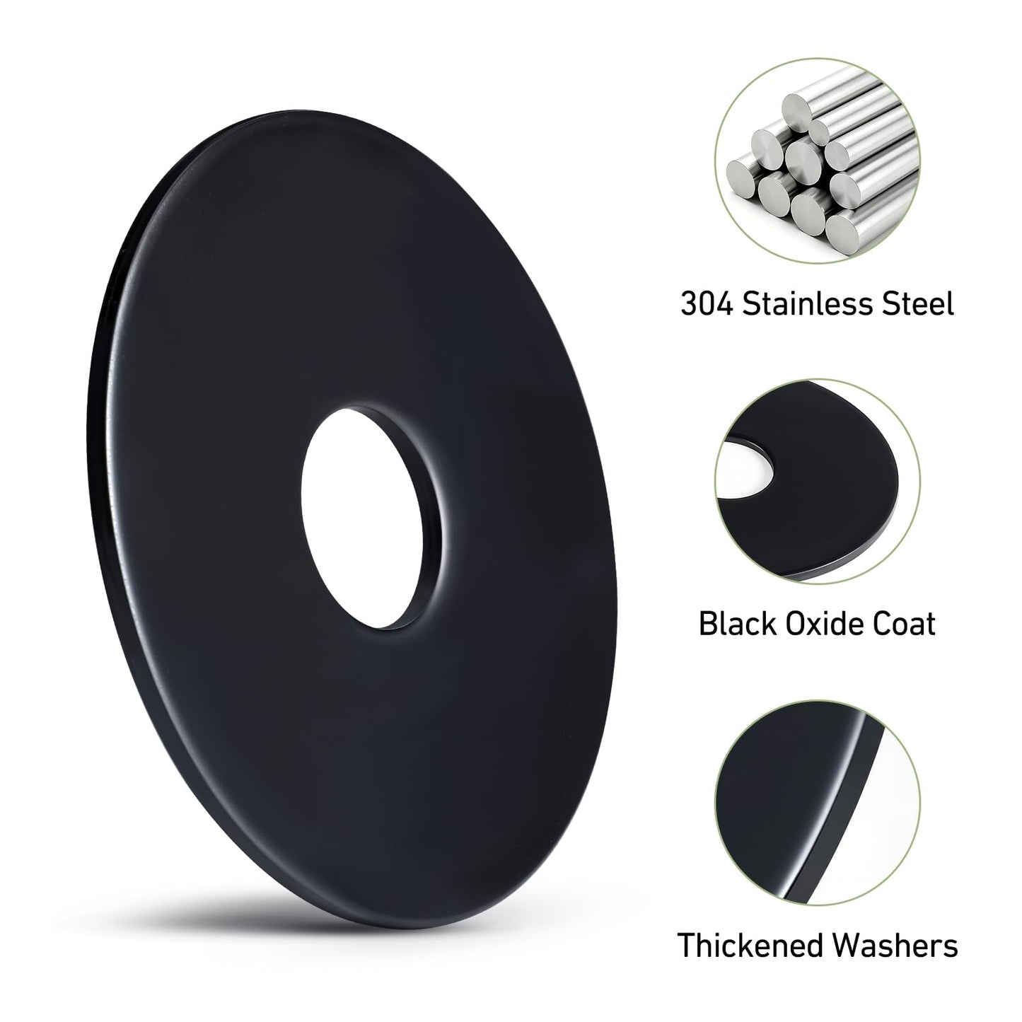 SVLING 100PCS 5/32" x7/8" Fender Washers, Black Oxide 304 Stainless Steel 18-8, 5/32" ID x 7/8" OD Hardware Flat Washers for Screws Bolts