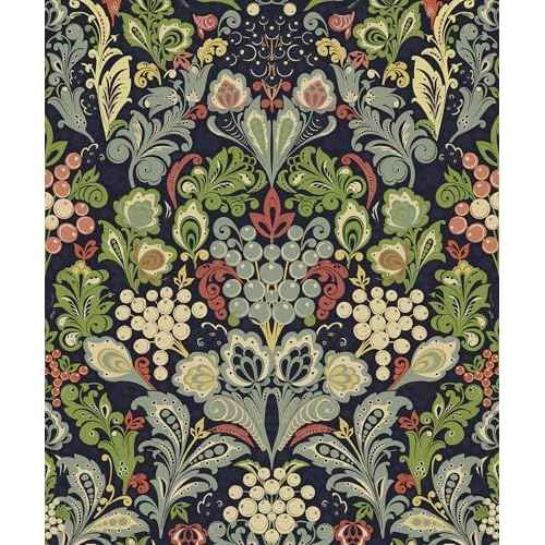 Naphite Vintage Floral Peel and Stick Wallpaper Botanical Boho Contact Paper for Cabinets Dark Green Morris Flower Contact Paper Self Adhesive Removable for Bedroom Bathroom Wall Decor 17.3inW 78.7inL