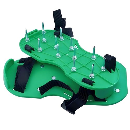 Anazous Lawn Aerator Shoe Upgrades Garden Spike Shoes Heavy Strap Grass Aeration Shoes for Yard Soil Aerating Spike Tool (Green)