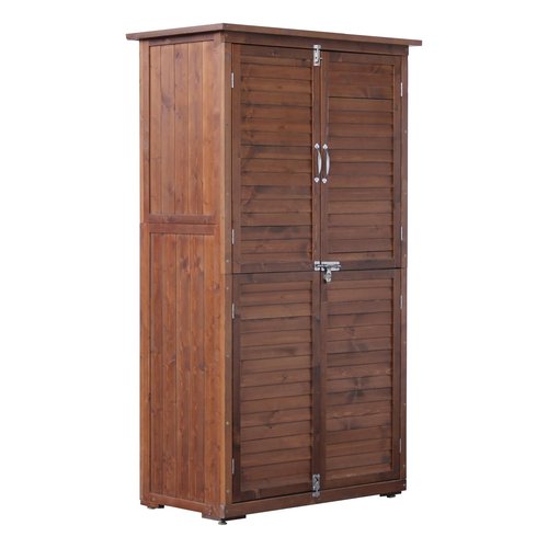 Beneouya 5FT Outdoor Storage Cabinet, Wood Shed with Sloping Roof, Lockable Door and Removable Shelevs, Storage Shed for Garden, Patio, Backyard and Lawn, Carbonized Black