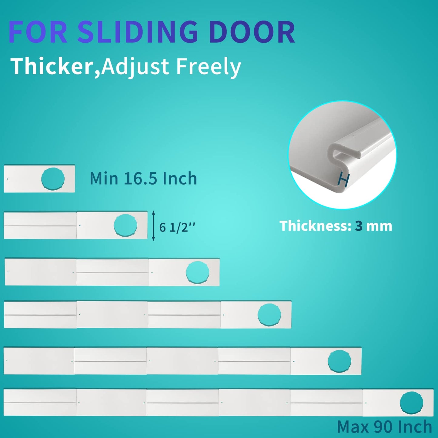 JEACENT Portable Air Conditioner Sliding Door AC Vent Kit, Universal Adjustable PVC Balcony Seal Kit Plates Up to 90 Inches, for 5.1" and 5.9" Diameter Portable AC Exhaust Hose