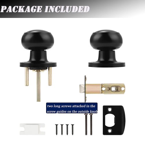 Probrico (6 Pack Round Passage Door Knob(Non-Locking Knobs), Keyless Doorknobs Interior/Exterior Door Lockset,Passage Knobs for Hallway/Closet,Black Finish Modern Design Door Hardware