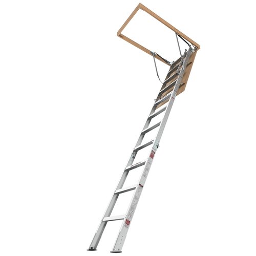 Aluminum Attic Ladder,Lightweight and Portable Attic Access Door with Stairs 54" L x 25" W,350-pound Capacity Convenient Access to Your Attic,Opening 7-10ft Step Ladder Fits 7'8"-10'3" Ceiling Heights