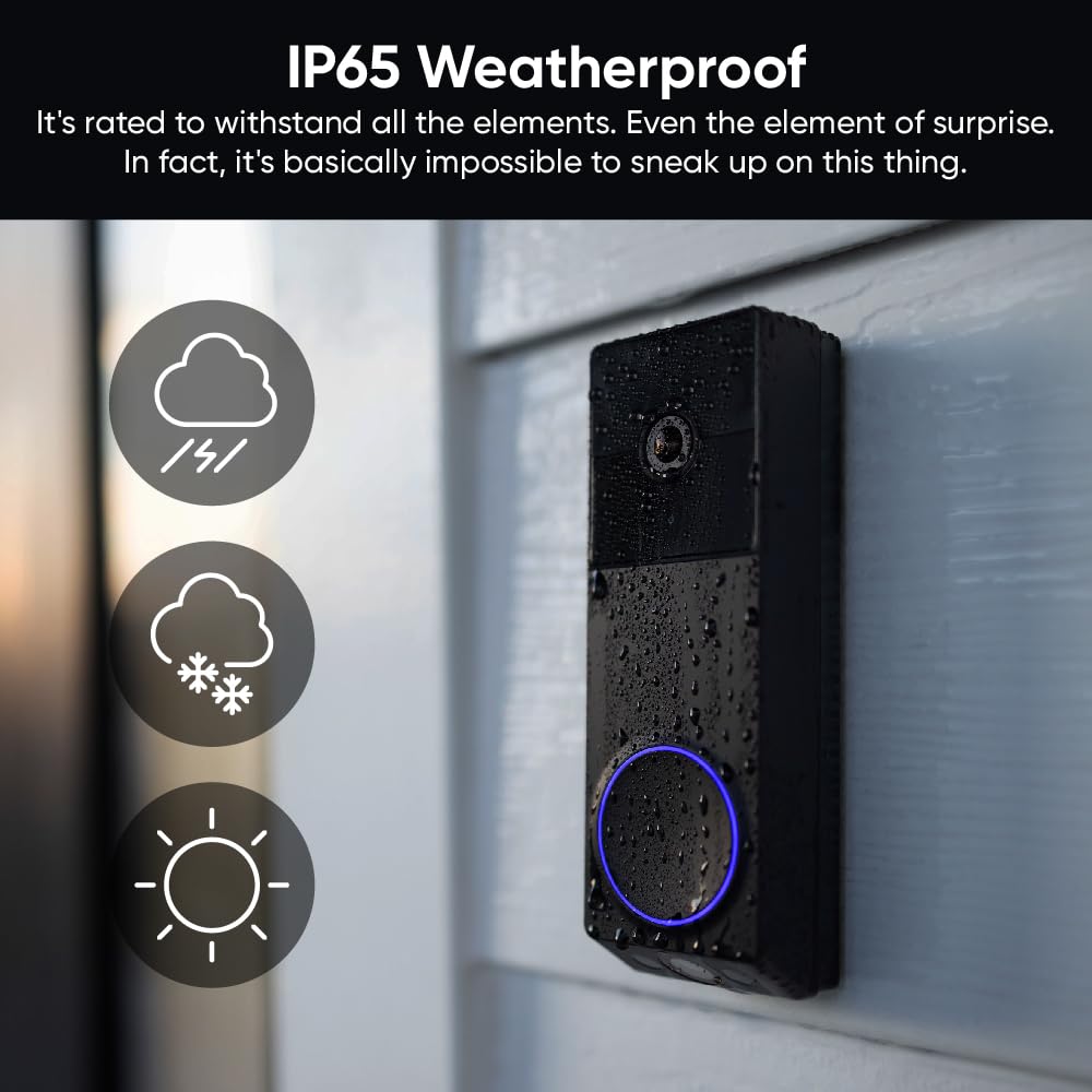 WYZE Wireless Duo Cam Video Doorbell (Chime Included), Battery Powered, 2K Full HD Video, 2 Cameras (People and Package), 2-Way Audio, Color Night Vision, Silver