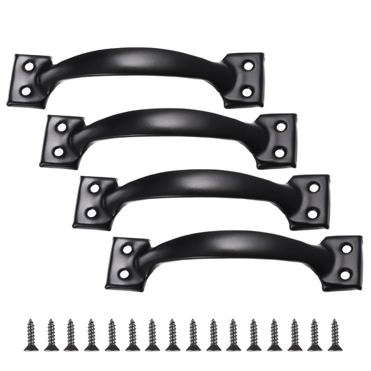 Xthrotsenk 4pcs 6” Metal Fence Door Handles Bow Barn Handle Cabinet Handles Vintage Barn Door Pulls Large Doors Pulls Curved Cupboard Handle for Furniture Kitchen Drawer Dresser Gate Shed Doors Gate