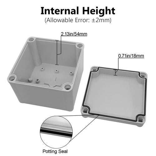 LeMotech Junction Box IP67 Waterproof Dustproof ABS Plastic Project Box for Electrical Outdoor Enclosure Gray 4.9 x 4.9 x 3 inch (125 x 125 x 75 mm)