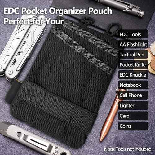 HXOUSE Small Small EDC Pocket Pouch - EDC Organizer Pouch with 4 Pockets for Men, Mini Pocket Tool Pouch for Knife/Flashlight/Tactical Pen - Men's Mini Tool Pouch for Daily Carry