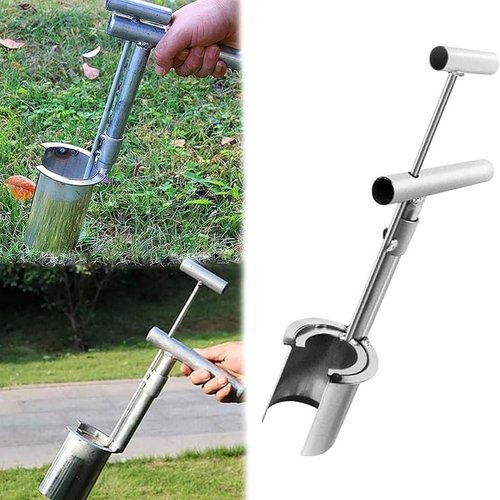 hcaklozgshi Bulb Planter Tool,Depth Mark Bulb Planter,Stainless Steel Bulb Planter Digger,Transplanter for Tulip Daffodils,Garden Accsesorie