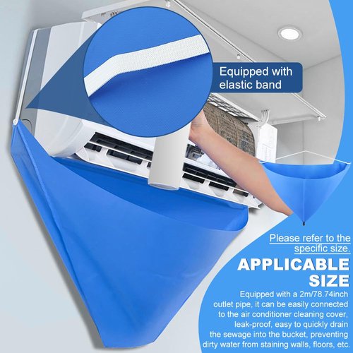 AQEENURA Mini Split Cleaning Kit Bag Waterproof AC Cleaning Cover for Wall Mounted Air Conditioner with 78.7 Inch Water Pipe Service Bag for Home Office