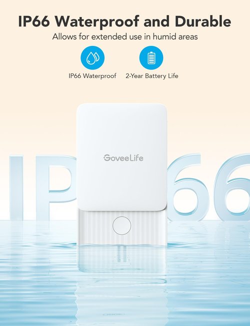 GoveeLife WiFi Water Leak Detector 2 for Home, Smart Water Ieak Sensor 3 Pack with 100dB Adjustable Alarm and App Alerts, LoRa Up to 1968ft Open-Air Transmission Range for Basement, Kitchen, Bathroom